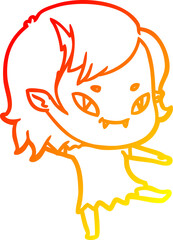 warm gradient line drawing cartoon friendly vampire girl