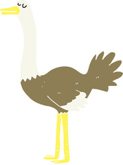 flat color illustration of a cartoon ostrich