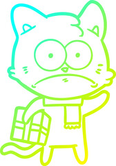 cold gradient line drawing cartoon nervous cat