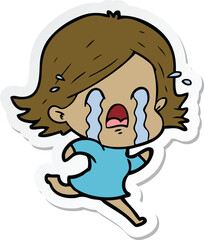 sticker of a cartoon woman crying