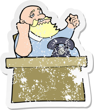 recommend clip art: retro distressed sticker of a cartoon arrogant boss man