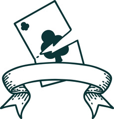tattoo with banner of a torn card