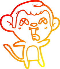 warm gradient line drawing crazy cartoon monkey
