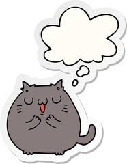 happy cartoon cat and thought bubble as a printed sticker