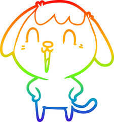 rainbow gradient line drawing cartoon happy dog