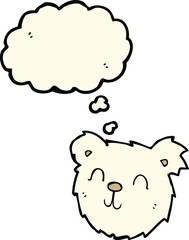 cartoon happy polar bear face with thought bubble