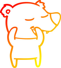 warm gradient line drawing cartoon polar bear