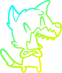 cold gradient line drawing laughing fox cartoon