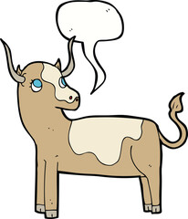 cartoon cow with speech bubble