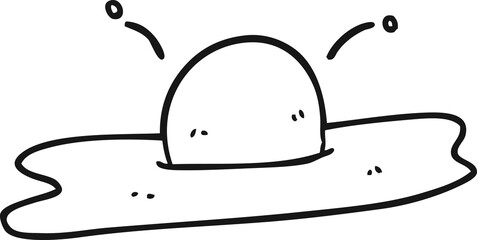 black and white cartoon fried egg