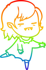 rainbow gradient line drawing cartoon undead vampire girl
