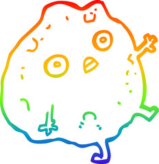 rainbow gradient line drawing cartoon rock falling
