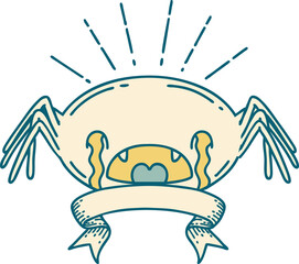 banner with tattoo style crying spider