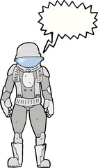 Fototapeta na wymiar cartoon astronaut with speech bubble