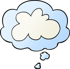 cartoon decorative cloud symbol and thought bubble in smooth gradient style