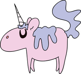 quirky hand drawn cartoon unicorn