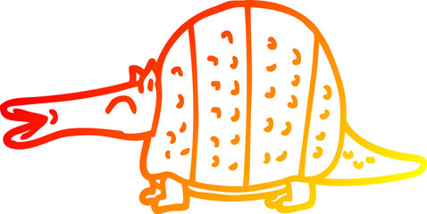warm gradient line drawing cartoon armadillo