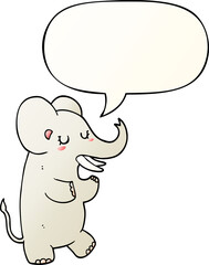 cartoon elephant and speech bubble in smooth gradient style