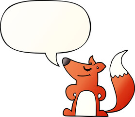cartoon fox and speech bubble in smooth gradient style