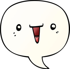 cute cartoon face and speech bubble in smooth gradient style