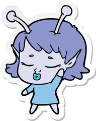 sticker of a cute alien girl cartoon