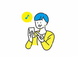 スマホ決済するミドル女性 イラスト イメージ素材
