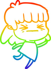 rainbow gradient line drawing cartoon woman