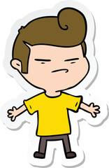 sticker of a cartoon cool guy with fashion hair cut