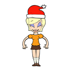 cartoon woman ready for christmas