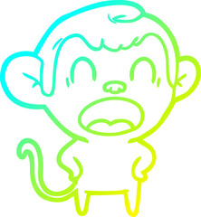 cold gradient line drawing shouting cartoon monkey