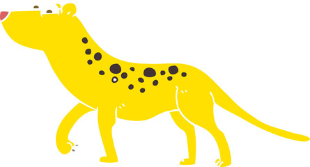 flat color illustration of a cartoon leopard