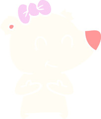 female polar bear flat color style cartoon