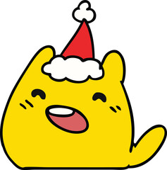 christmas cartoon of kawaii cat