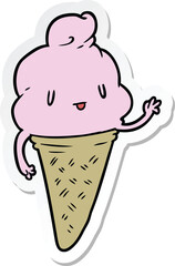 sticker of a cute cartoon ice cream