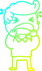 cold gradient line drawing cartoon shouting man
