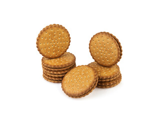 On a white background laid out two-layer cookies, close-up