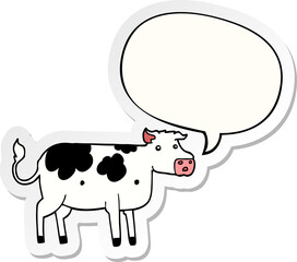 cartoon cow and speech bubble sticker