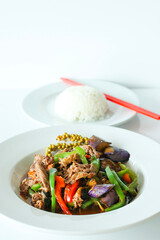 Chinese eggplant with green peppercorns