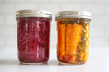 jars of pickled vegetables