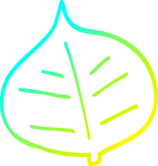 cold gradient line drawing cartoon leaf