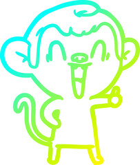 cold gradient line drawing cartoon laughing monkey © lineartestpilot