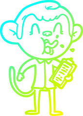 cold gradient line drawing crazy cartoon monkey manager