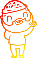 warm gradient line drawing cartoon bearded man