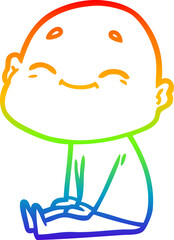 rainbow gradient line drawing happy cartoon bald man