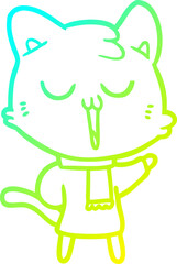 cold gradient line drawing cartoon cat singing