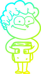 cold gradient line drawing cartoon happy man