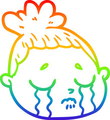 rainbow gradient line drawing cartoon female face