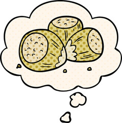 cartoon hazelnuts and thought bubble in comic book style