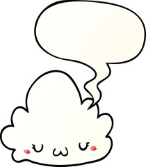 cute cartoon cloud and speech bubble in smooth gradient style