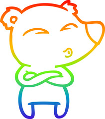 rainbow gradient line drawing cartoon whistling bear